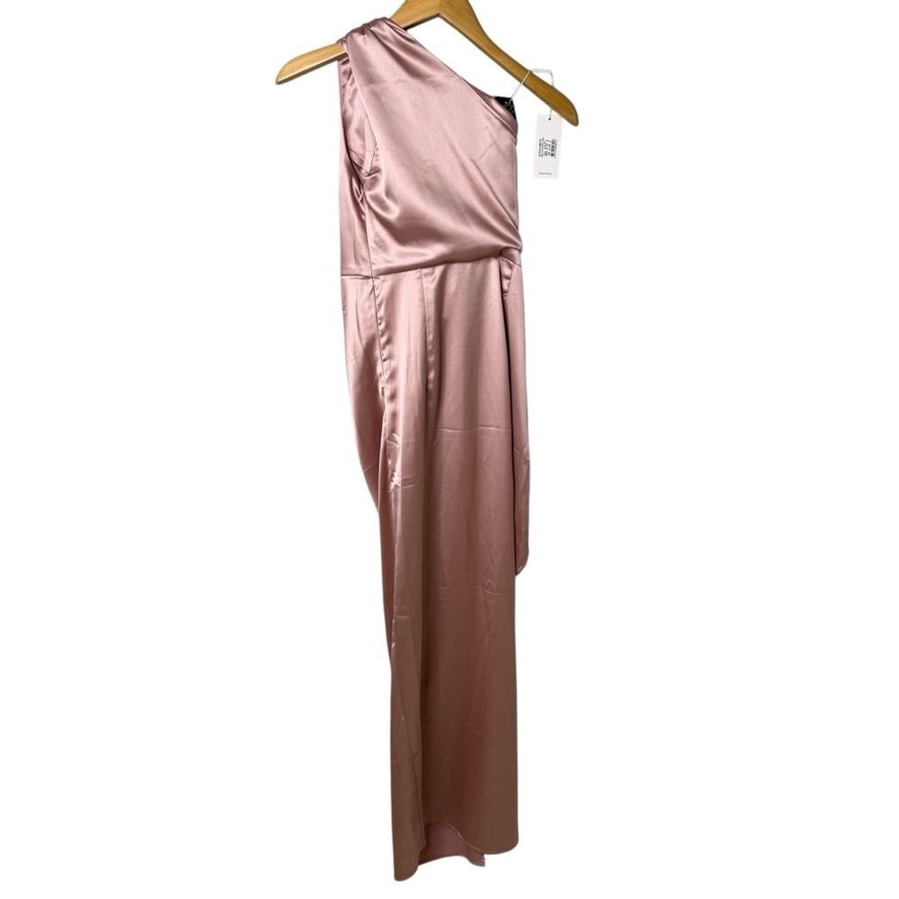Petal and Pup Nadia one Shoulder Maxi Dress Dusty Rose Size 2 Satin Side Slit - Picture 5 of 9